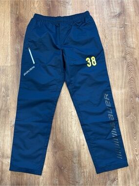 Bauer Track Pants Mens Medium Supreme Lightweight Navy Blue Zip Pockets Hockey